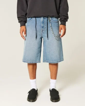 Medium gewassen superbaggy denim shorts