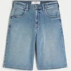 Medium gewassen superbaggy denim shorts