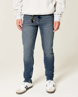 Medium wash athletic skinny jeans