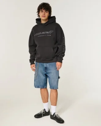 Medium Wash Baggy Denim Painter Shorts