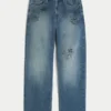Medium Wash Doodle Baggy Jeans