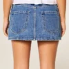 Medium Wash geborduurde ketting denim minirok Medium Wash geborduurde ketting denim minirok