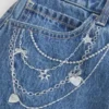 Medium Wash geborduurde ketting denim minirok Medium Wash geborduurde ketting denim minirok