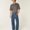 Medium Wash Star Graphic Skater Baggy Jeans Medium Wash Star Graphic Skater Baggy Jeans
