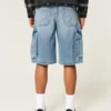 Medium Wash Super Baggy Denim Cargo Shorts Medium Wash Super Baggy Denim Cargo Shorts