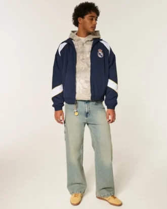 Met fleece gevoerde Real Madrid CF grafische trainingsjas