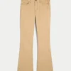 Mid-rise kaki bootcut jeans