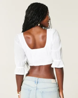 Mini crop top met driekwart mouwen