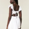 Mini-jurk met fladderende mouwen en V-taille
