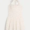 Mini-jurk met halternek en lage taille