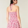 Mini-jurk met halternek en verlaagde taille Mini-jurk met halternek en verlaagde taille