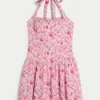 Mini-jurk met halternek en verlaagde taille Mini-jurk met halternek en verlaagde taille