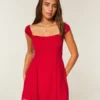 Mini-jurk van gevlokte chiffon