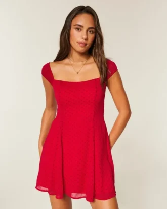 Mini-jurk van gevlokte chiffon