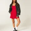 Mini-jurk van gevlokte chiffon