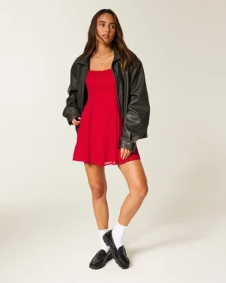 Mini-jurk van gevlokte chiffon