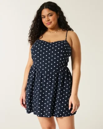 Mini-jurk van linnenmix met open rug
