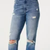 Mom-jeans met ultrahoge taille en medium wassing Mom-jeans met ultrahoge taille en medium wassing