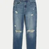 Mom-jeans met ultrahoge taille en medium wassing Mom-jeans met ultrahoge taille en medium wassing