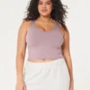 Naadloze geribbelde tanktop met V-hals
