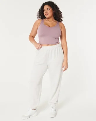 Naadloze geribbelde tanktop met V-hals