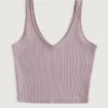 Naadloze geribbelde tanktop met V-hals