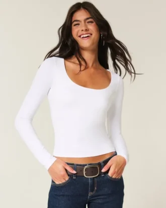 Naadloze stof Scoop Top