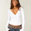 Naadloze wikkelblouse met lange mouwen
