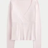 Naadloze wikkelblouse met lange mouwen Naadloze wikkelblouse met lange mouwen