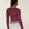 Naadloze wikkelblouse met lange mouwen