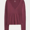Naadloze wikkelblouse met lange mouwen