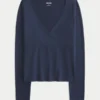 Naadloze wikkelblouse met lange mouwen