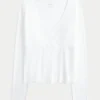 Naadloze wikkelblouse met lange mouwen