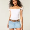 Off-shoulder top met geknoopte mouwen