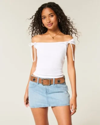 Off-shoulder top met geknoopte mouwen Off-shoulder top met geknoopte mouwen