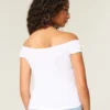 Off-shoulder top met geknoopte mouwen