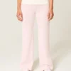 Omgeslagen taille gebreide flare broek Omgeslagen taille gebreide flare broek