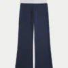 Omgeslagen taille gebreide flare broek Omgeslagen taille gebreide flare broek