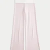 Omgeslagen taille gebreide flare broek Omgeslagen taille gebreide flare broek