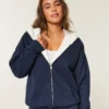 Omkeerbare fleece hoodie met rits en voering van imitatiebont Omkeerbare fleece hoodie met rits en voering van imitatiebont