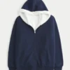Omkeerbare fleece hoodie met rits en voering van imitatiebont Omkeerbare fleece hoodie met rits en voering van imitatiebont