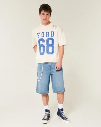 Onder de knie Medium wassing Super baggy denim shorts