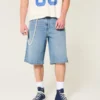Onder de knie Medium wassing Super baggy denim shorts Onder de knie Medium wassing Super baggy denim shorts