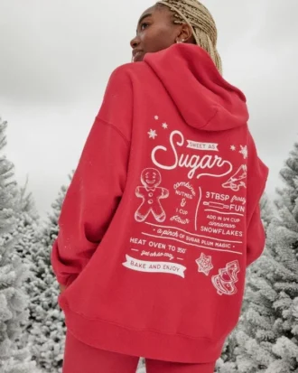 Oversized hoodie met glitterprint en suikergrafiek