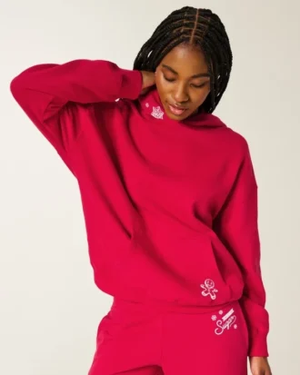 Oversized hoodie met glitterprint en suikergrafiek