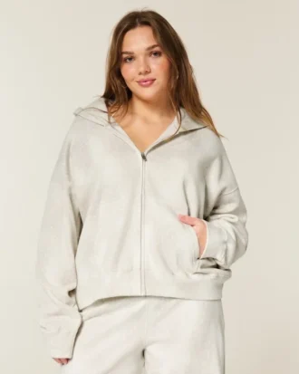 Oversized hoodie met zip en hertenprint