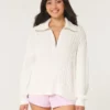Oversized kabeltrui met halve rits Oversized kabeltrui met halve rits