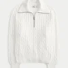 Oversized kabeltrui met halve rits Oversized kabeltrui met halve rits