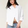 Oversized shirt van linnenmix