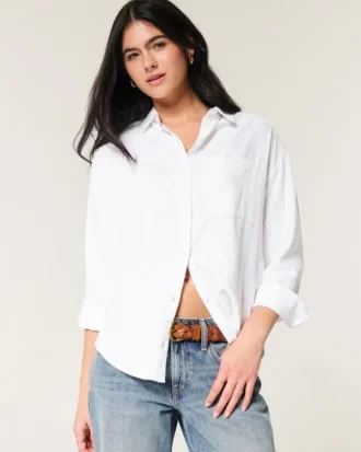 Oversized shirt van linnenmix